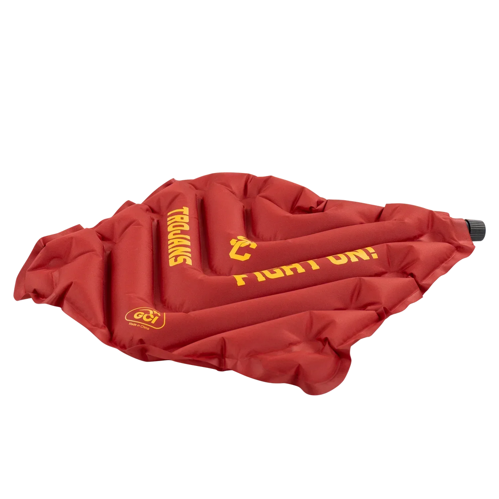 Bleacher-Friendly College V Seat Inflatable Stadium Cushion - USC Trojans - Choice 523 - Grandstand Cushion Seat with Secure Under-Bench Hooks Detail