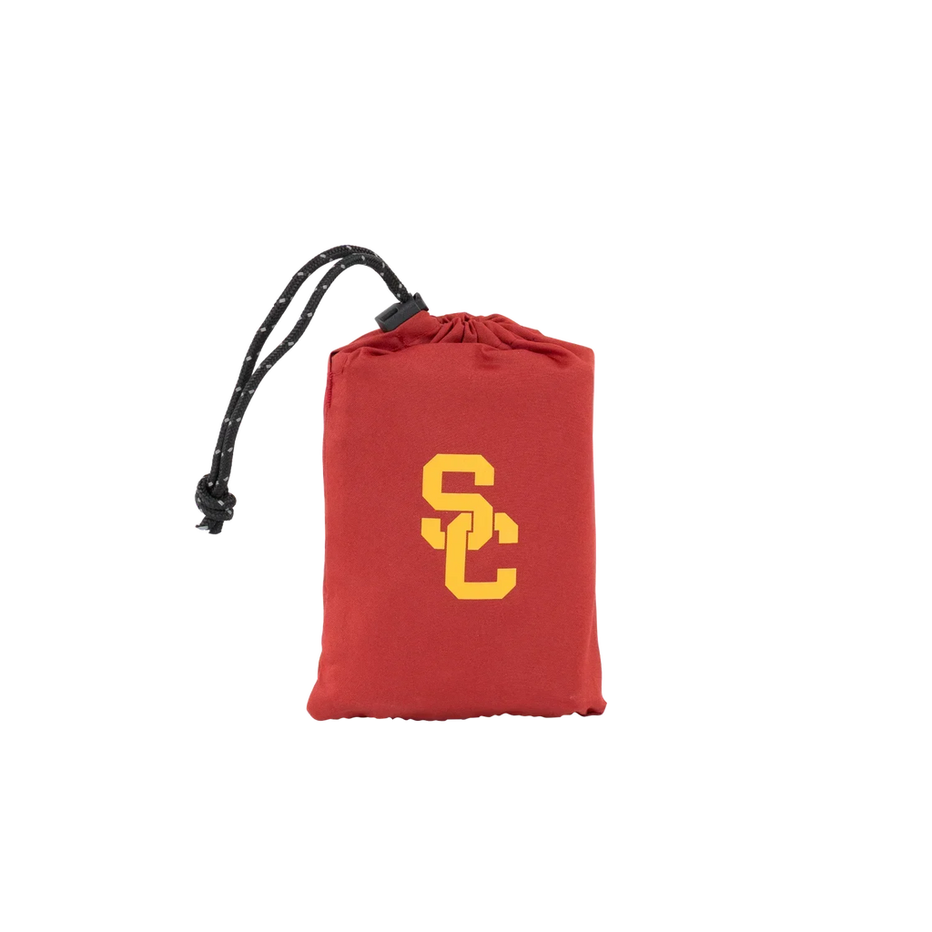 Bleacher-Friendly College V Seat Inflatable Stadium Cushion - USC Trojans - Choice 523 - Grandstand Cushion Seat with Secure Under-Bench Hooks Detail