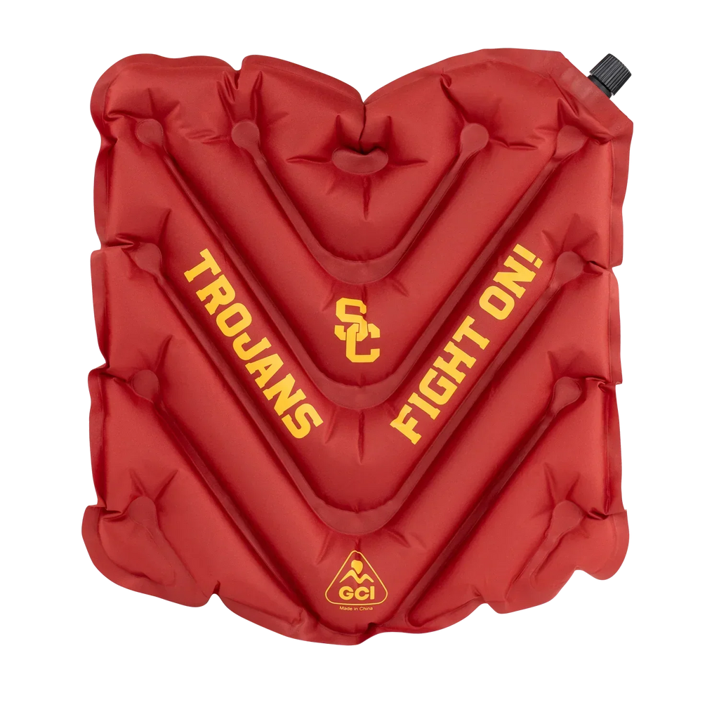 Bleacher-Friendly College V Seat Inflatable Stadium Cushion - USC Trojans - Choice 523 - Grandstand Cushion Seat with Secure Under-Bench Hooks - Default Title