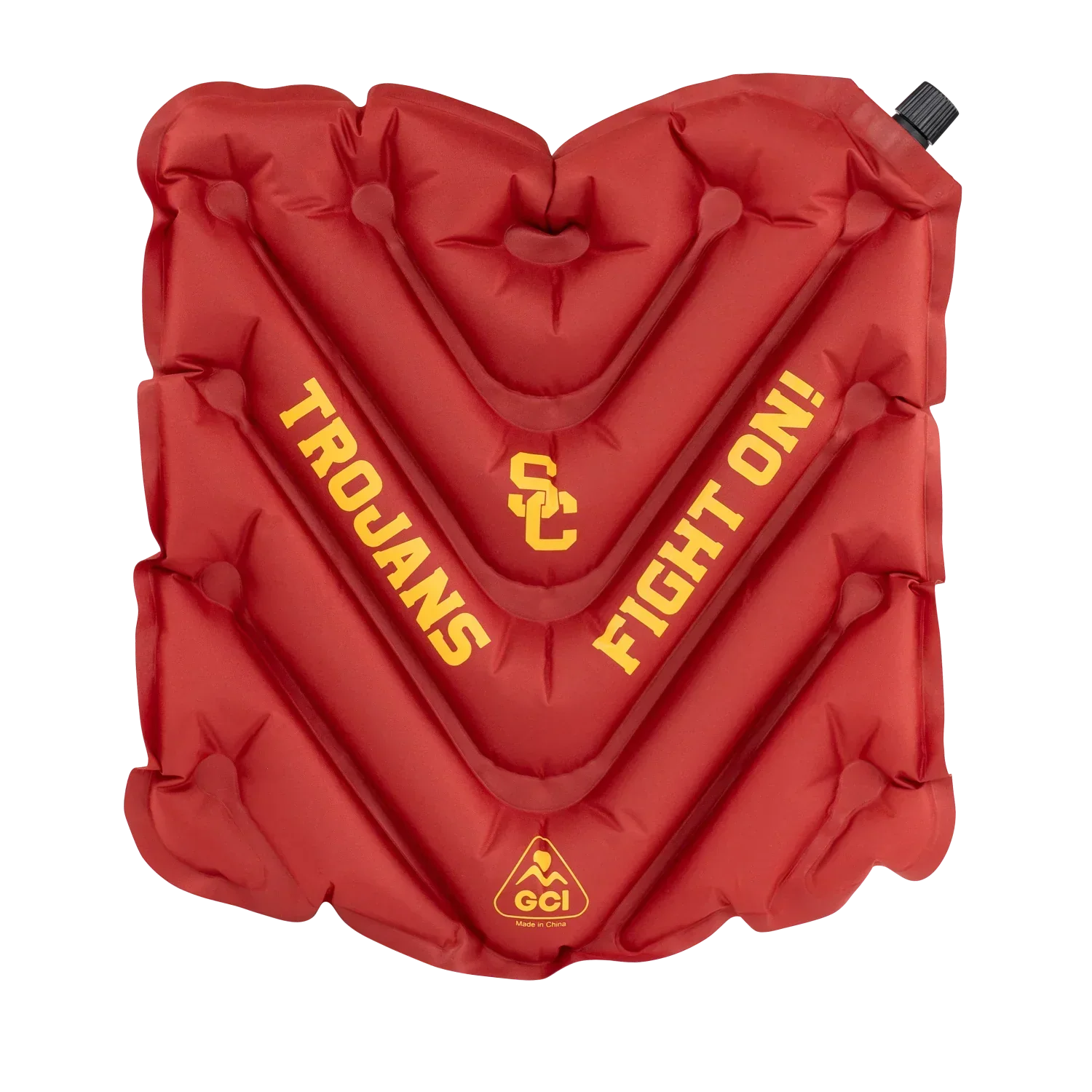 Bleacher-Friendly College V Seat Inflatable Stadium Cushion - USC Trojans - Choice 523 - Grandstand Cushion Seat with Secure Under-Bench Hooks - Default Title