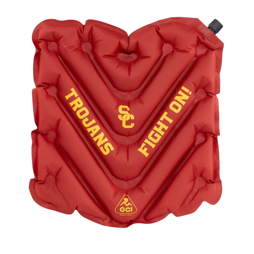 Bleacher-Friendly College V Seat Inflatable Stadium Cushion - USC Trojans - Choice 523 - Grandstand Cushion Seat with Secure Under-Bench Hooks - Default Title