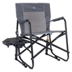 Smooth Motion Freestyle Rocker with Side Table - Choice 853 - Heavy-Duty Kickback Rocker with Beverage Holder - Heathered Pewter