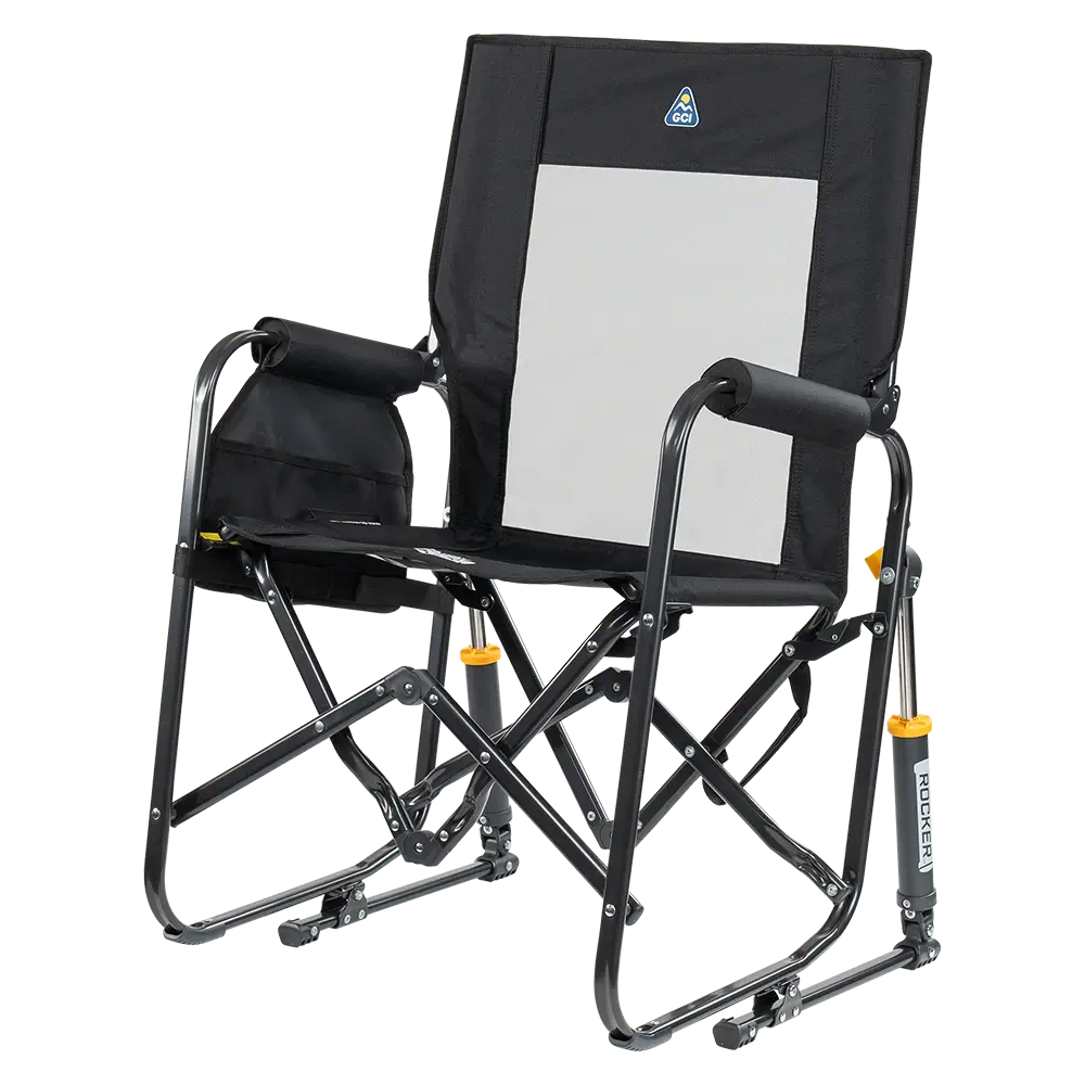 Luxury Camp Stowaway Rocker - Choice 794 - Heavy-Duty Kickback Rocker with Beverage Holder Detail