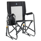 Luxury Camp Stowaway Rocker - Choice 794 - Heavy-Duty Kickback Rocker with Beverage Holder - Black
