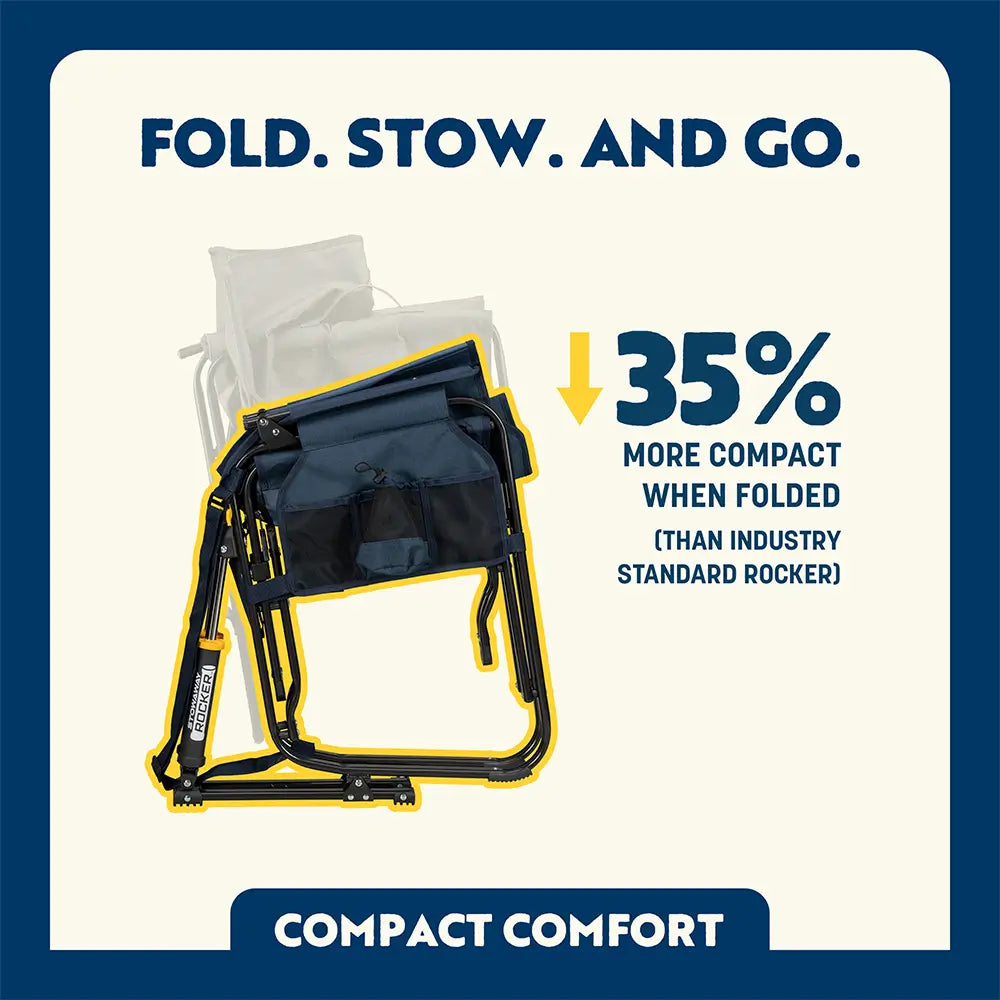 Luxury Camp Stowaway Rocker - Choice 794 - Heavy-Duty Kickback Rocker with Beverage Holder Detail