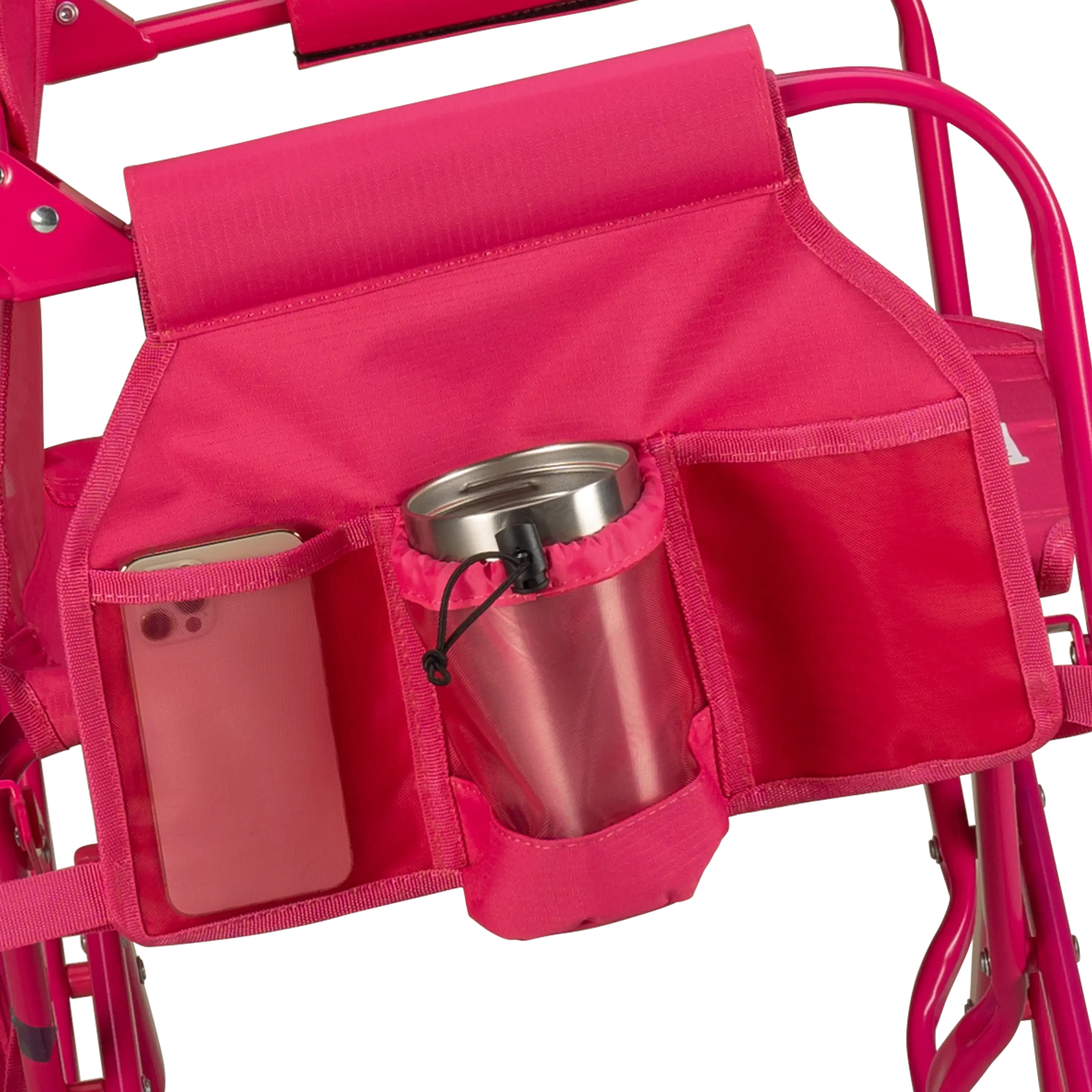 Luxury Camp Stowaway Rocker - Choice 794 - Heavy-Duty Kickback Rocker with Beverage Holder Detail