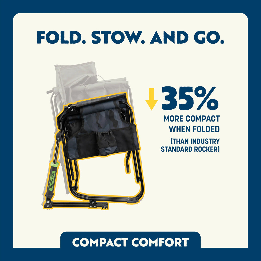 Luxury Camp Stowaway Rocker - Choice 794 - Heavy-Duty Kickback Rocker with Beverage Holder Detail