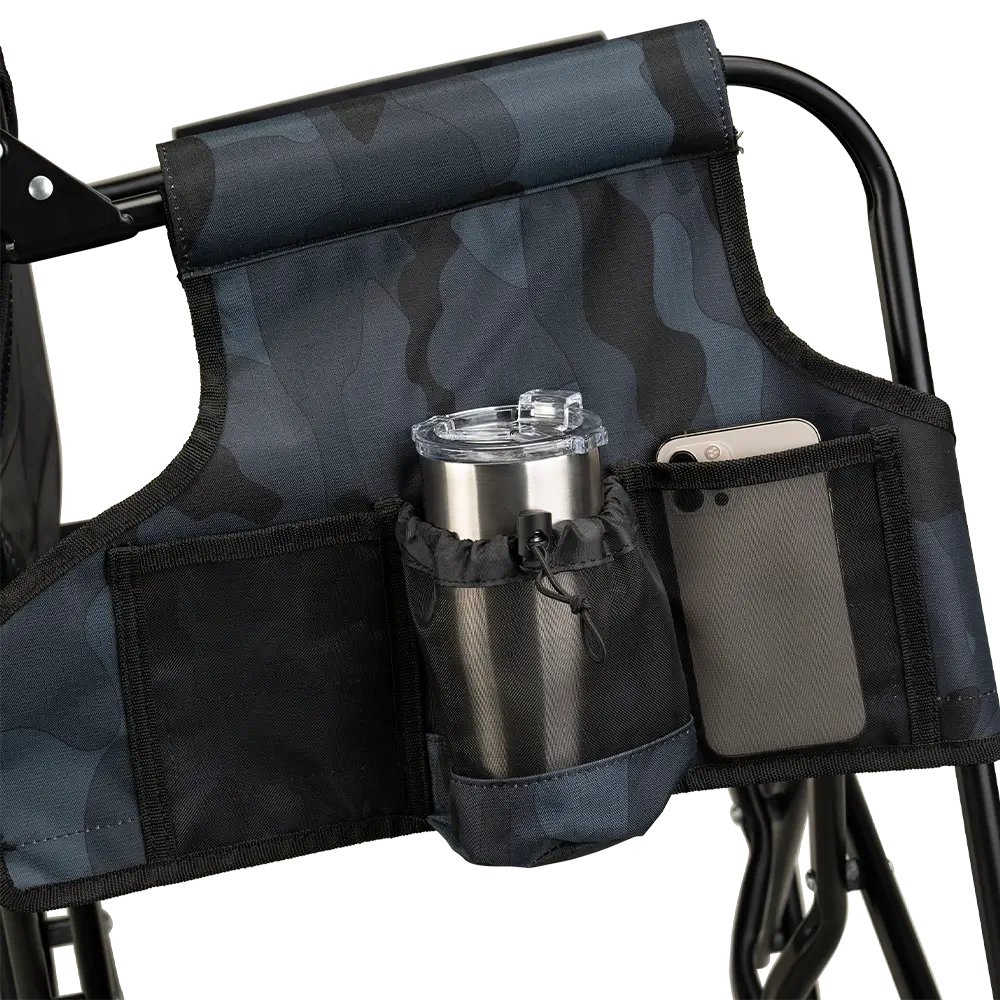 Luxury Camp Stowaway Rocker - Choice 794 - Heavy-Duty Kickback Rocker with Beverage Holder Detail