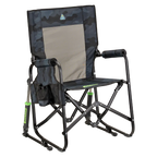 Luxury Camp Stowaway Rocker - Choice 794 - Heavy-Duty Kickback Rocker with Beverage Holder - Stealth Camo