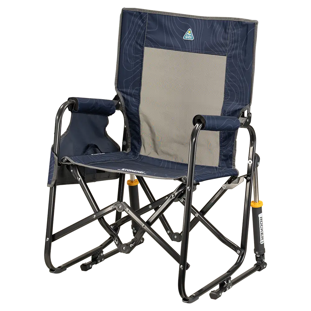 Luxury Camp Stowaway Rocker - Choice 794 - Heavy-Duty Kickback Rocker with Beverage Holder Detail
