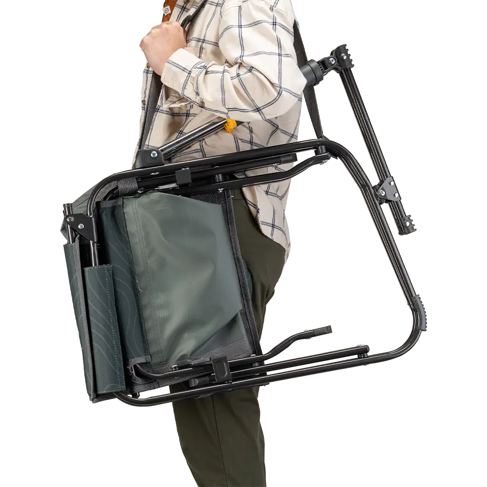 Luxury Camp Stowaway Rocker - Choice 794 - Heavy-Duty Kickback Rocker with Beverage Holder Detail