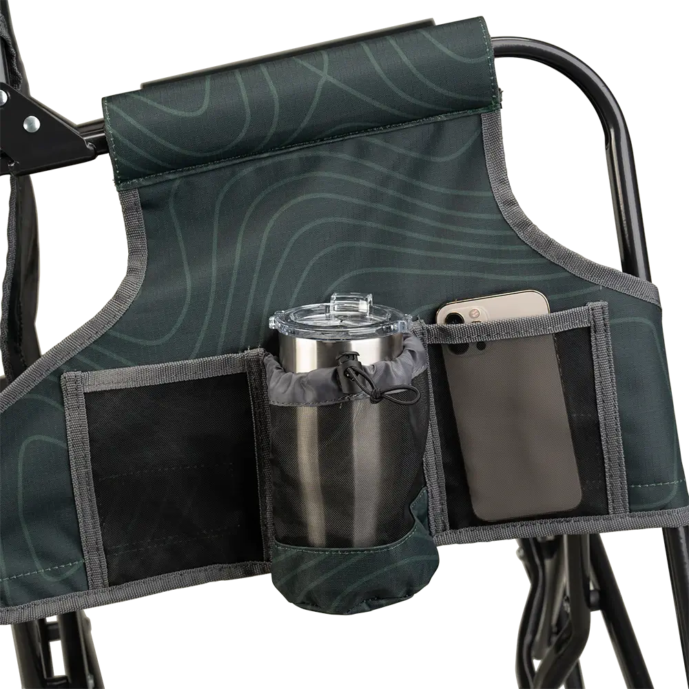 Luxury Camp Stowaway Rocker - Choice 794 - Heavy-Duty Kickback Rocker with Beverage Holder Detail