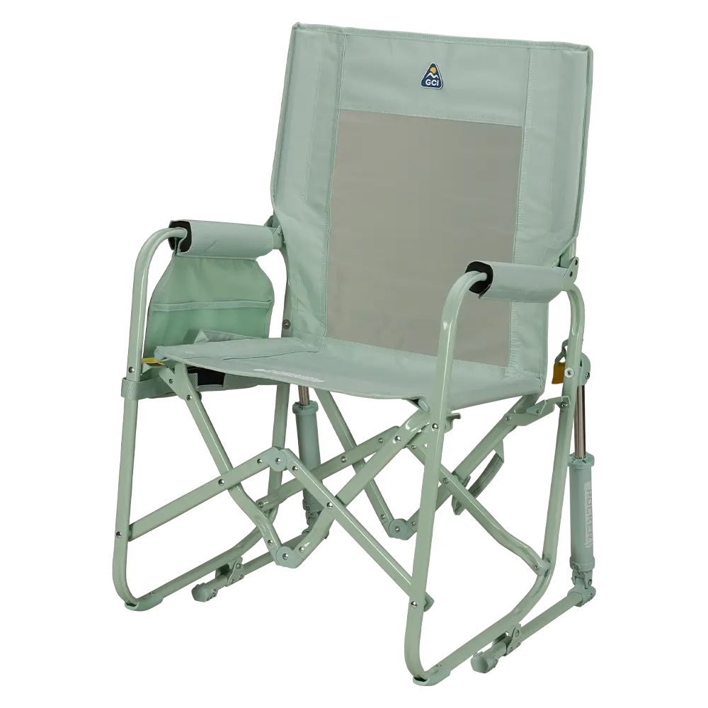 Luxury Camp Stowaway Rocker - Choice 794 - Heavy-Duty Kickback Rocker with Beverage Holder Detail