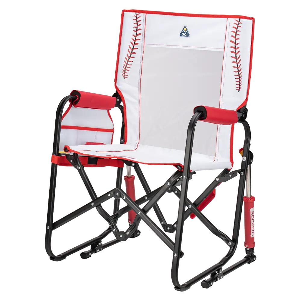 Luxury Camp Stowaway Rocker - Choice 794 - Heavy-Duty Kickback Rocker with Beverage Holder Detail