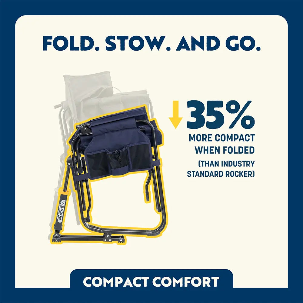 Luxury Camp Stowaway Rocker - Choice 794 - Heavy-Duty Kickback Rocker with Beverage Holder Detail