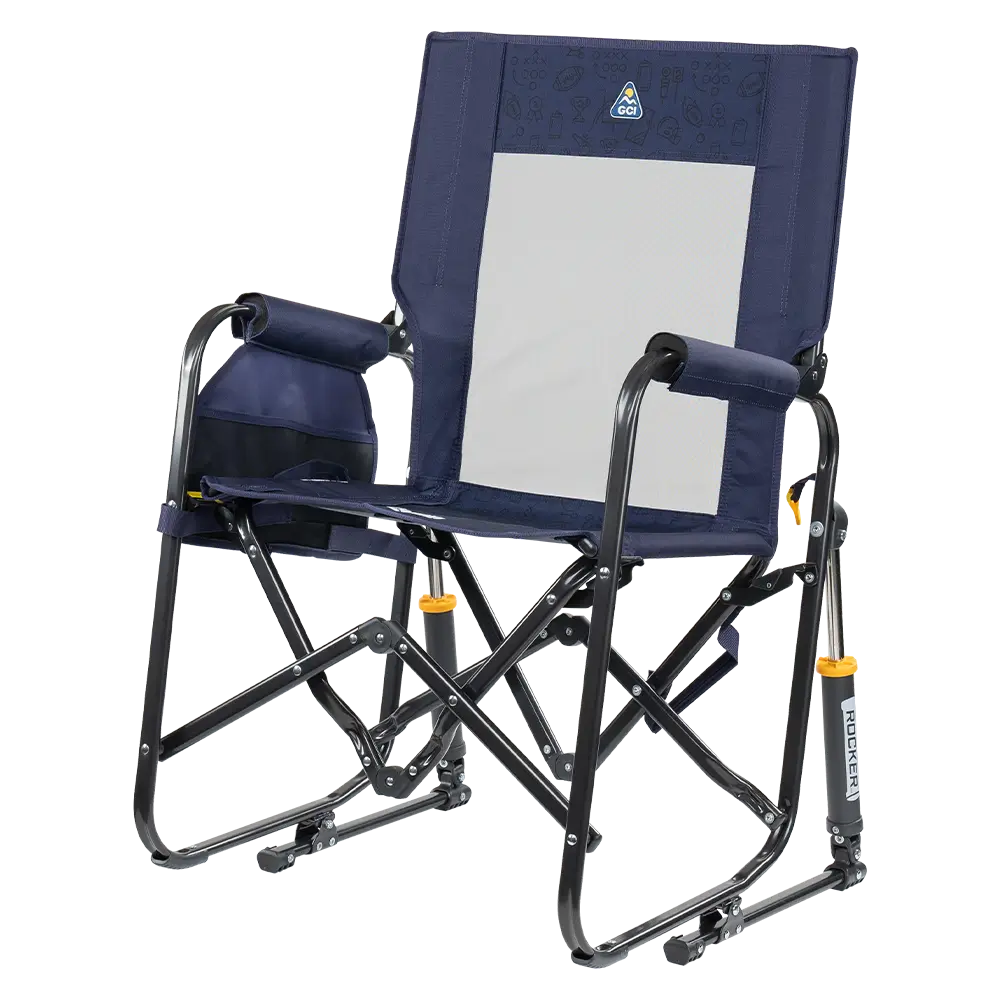 Luxury Camp Stowaway Rocker - Choice 794 - Heavy-Duty Kickback Rocker with Beverage Holder Detail