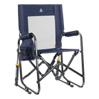 Luxury Camp Stowaway Rocker - Choice 794 - Heavy-Duty Kickback Rocker with Beverage Holder - Tailgater Rich Blue
