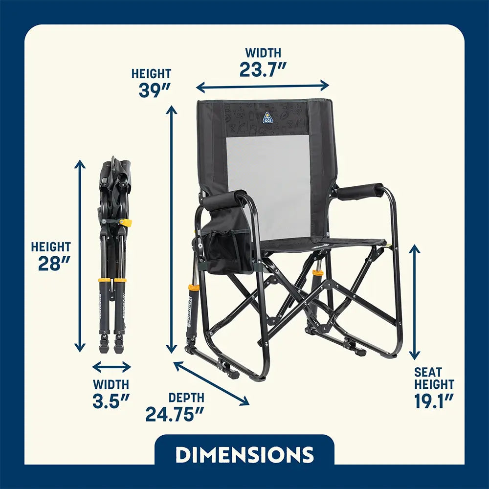 Luxury Camp Stowaway Rocker - Choice 794 - Heavy-Duty Kickback Rocker with Beverage Holder Detail