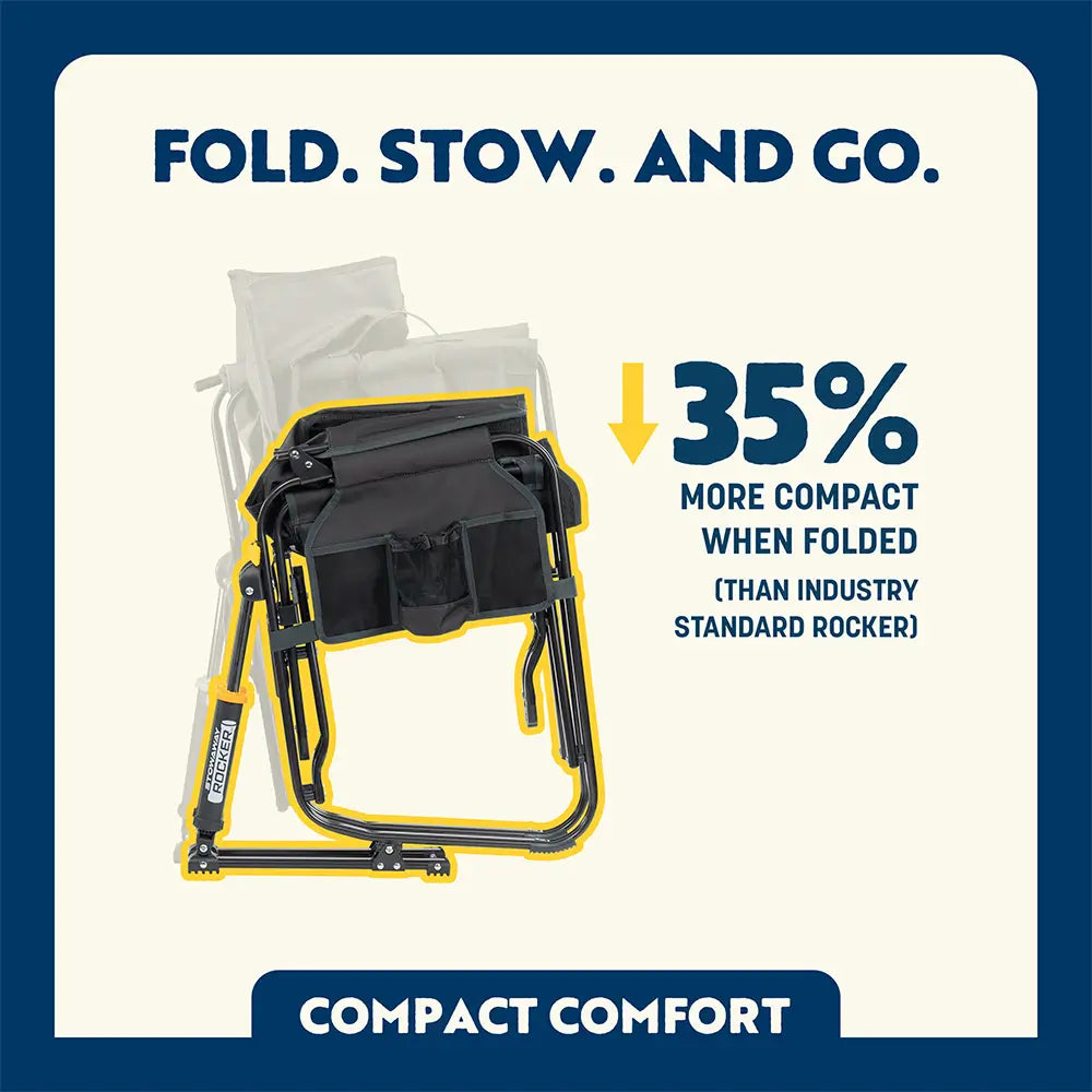 Luxury Camp Stowaway Rocker - Choice 794 - Heavy-Duty Kickback Rocker with Beverage Holder Detail