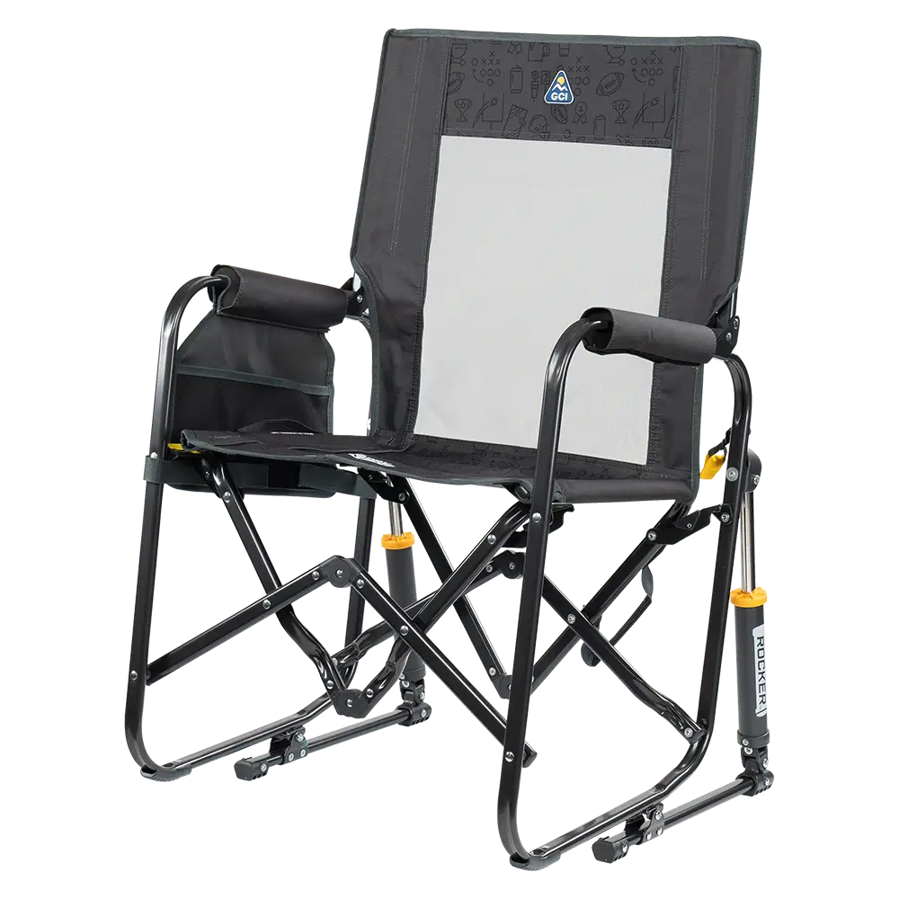 Luxury Camp Stowaway Rocker - Choice 794 - Heavy-Duty Kickback Rocker with Beverage Holder Detail