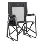 Luxury Camp Stowaway Rocker - Choice 794 - Heavy-Duty Kickback Rocker with Beverage Holder - Tailgater Dark Charcoal