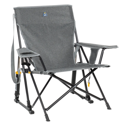 Heavy-Duty Freestyle Kickback Rocker - Choice 345 - Freestyle Rocker Portable Outdoor Folding Chair - Heathered Pewter