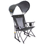Luxury Camp SunShade Rocker - Choice 550 - Patented Spring-Action Rocking Chair for Camping - Pewter