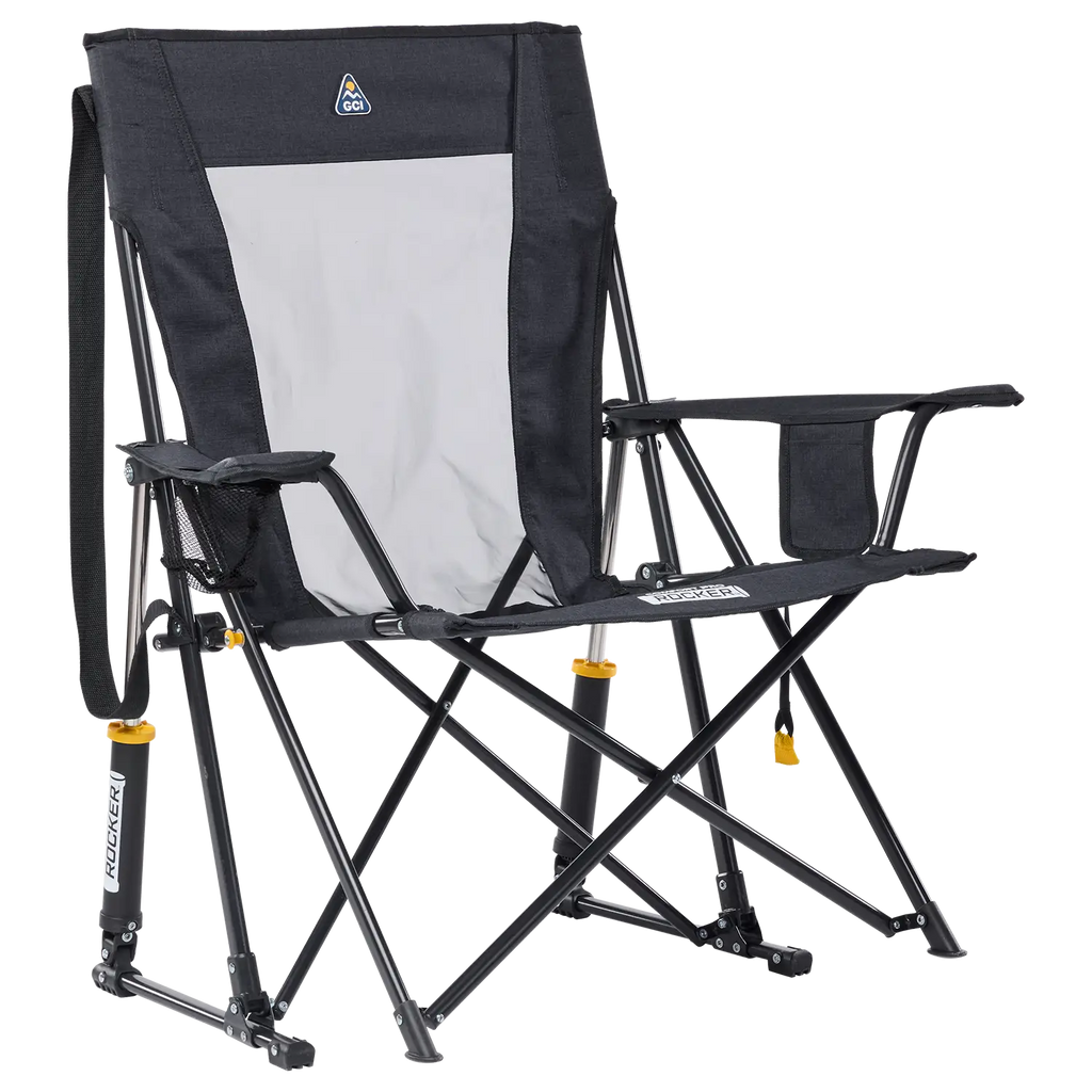 Luxury Camp Comfort Pro Rocker XL - Choice 107 - Patented Spring-Action Rocking Chair for Camping - Heathered Charcoal
