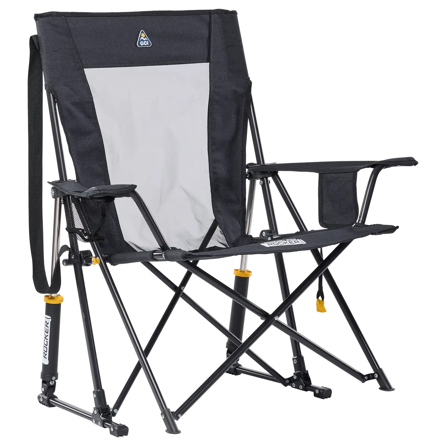 Luxury Camp Comfort Pro Rocker XL - Choice 107 - Patented Spring-Action Rocking Chair for Camping - Heathered Charcoal