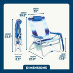 Rust-Resistant Aluminum Bi-Fold Beach Chair - Choice 601 - Multi-Position Outdoor Beach Chair with Pillow Detail