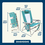 Rust-Resistant Aluminum Bi-Fold Beach Chair - Choice 601 - Multi-Position Outdoor Beach Chair with Pillow Detail