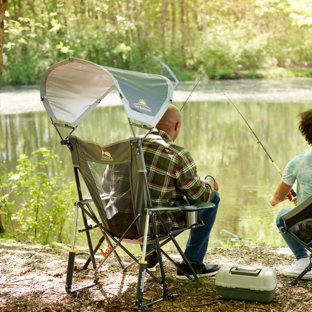 Luxury Camp SunShade Rocker - Choice 550 - Patented Spring-Action Rocking Chair for Camping Detail