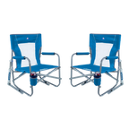 Luxury Camp Beach Rocker Bundle - Choice 773 - Patented Spring-Action Rocking Chair for Camping - Saybrook Blue