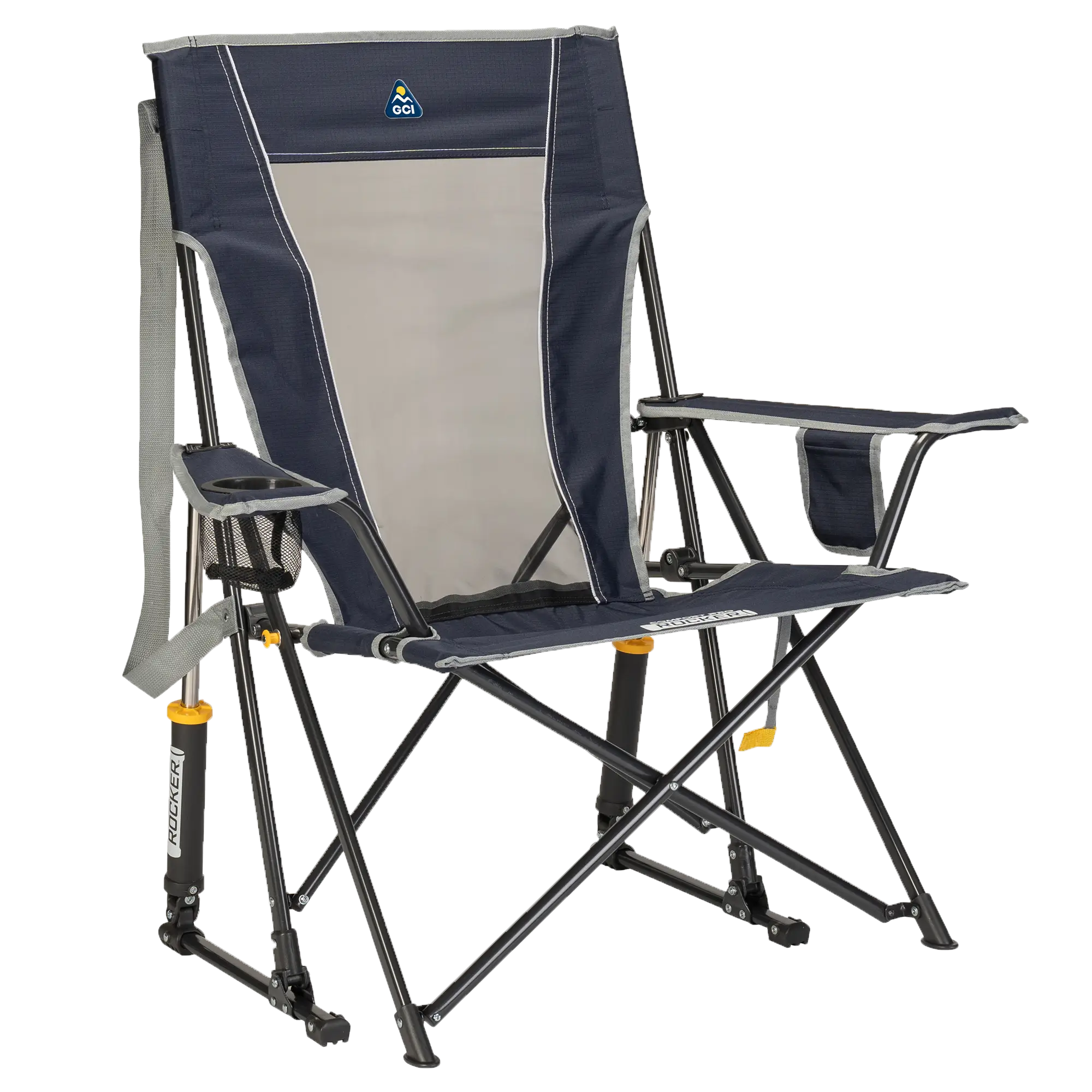 Heavy-Duty Freestyle Comfort Pro Rocker - Choice 375 - Freestyle Rocker Portable Outdoor Folding Chair - Indigo