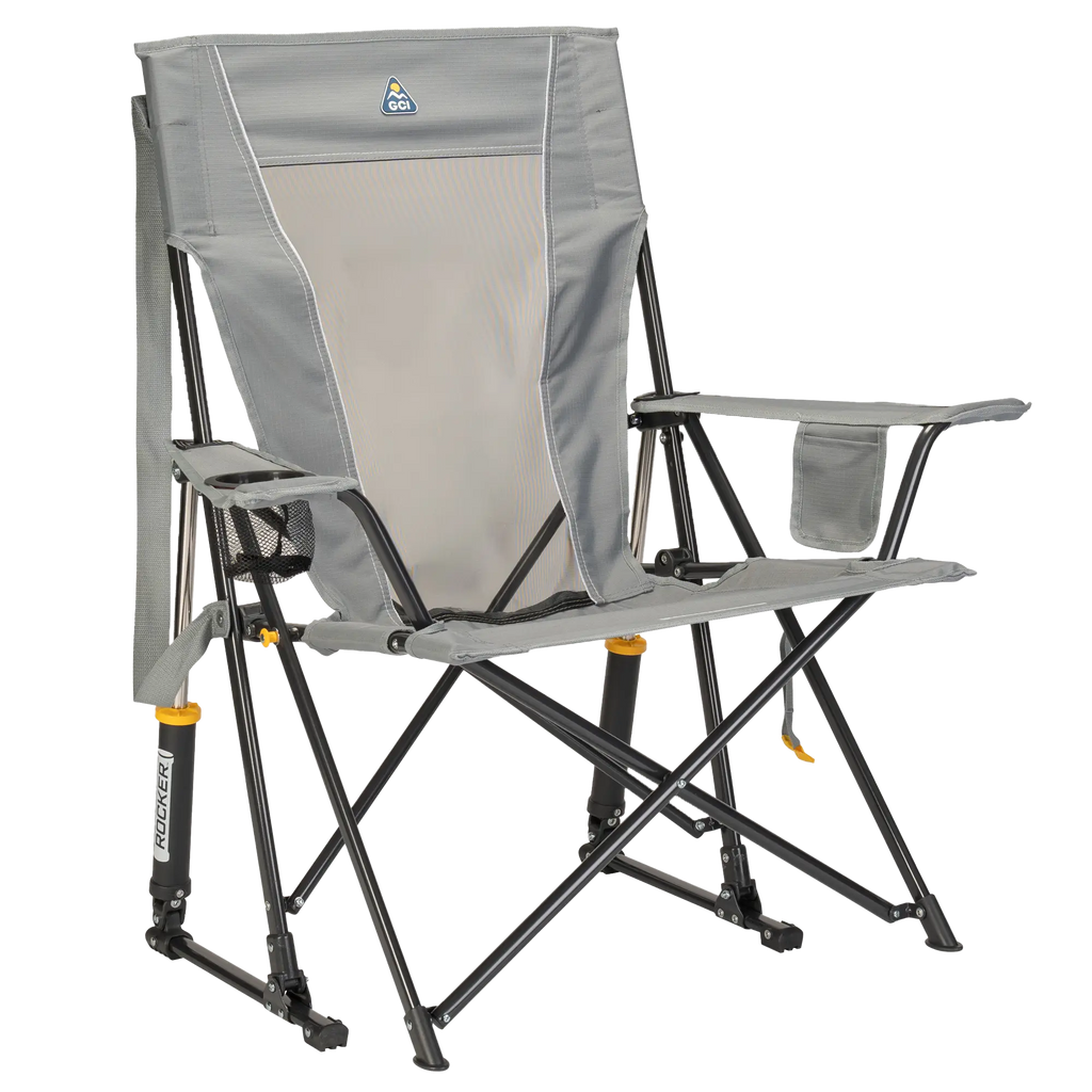 Heavy-Duty Freestyle Comfort Pro Rocker - Choice 375 - Freestyle Rocker Portable Outdoor Folding Chair - Mercury Gray