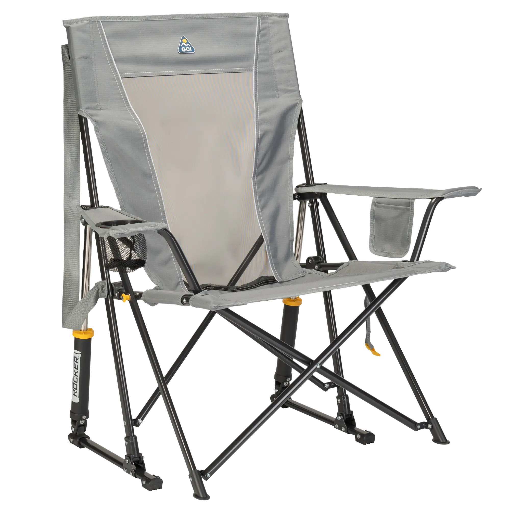 Heavy-Duty Freestyle Comfort Pro Rocker - Choice 375 - Freestyle Rocker Portable Outdoor Folding Chair - Mercury Gray