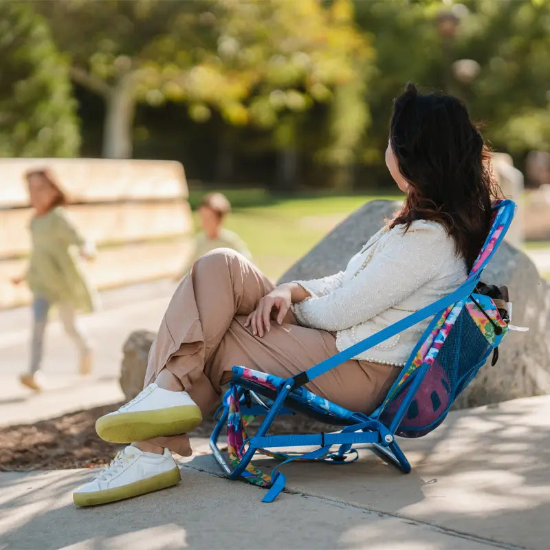 Low-Profile Everywhere Chair 2 - Choice 656 - Multi-Position Outdoor Beach Chair with Pillow Detail