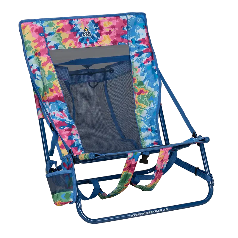 Low-Profile Everywhere Chair 2 - Choice 656 - Multi-Position Outdoor Beach Chair with Pillow - Tie Dye