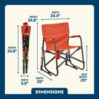 Luxury Camp Freestyle Rocker - Pumpkin Spice - Choice 373 - Patented Spring-Action Rocking Chair for Camping Detail