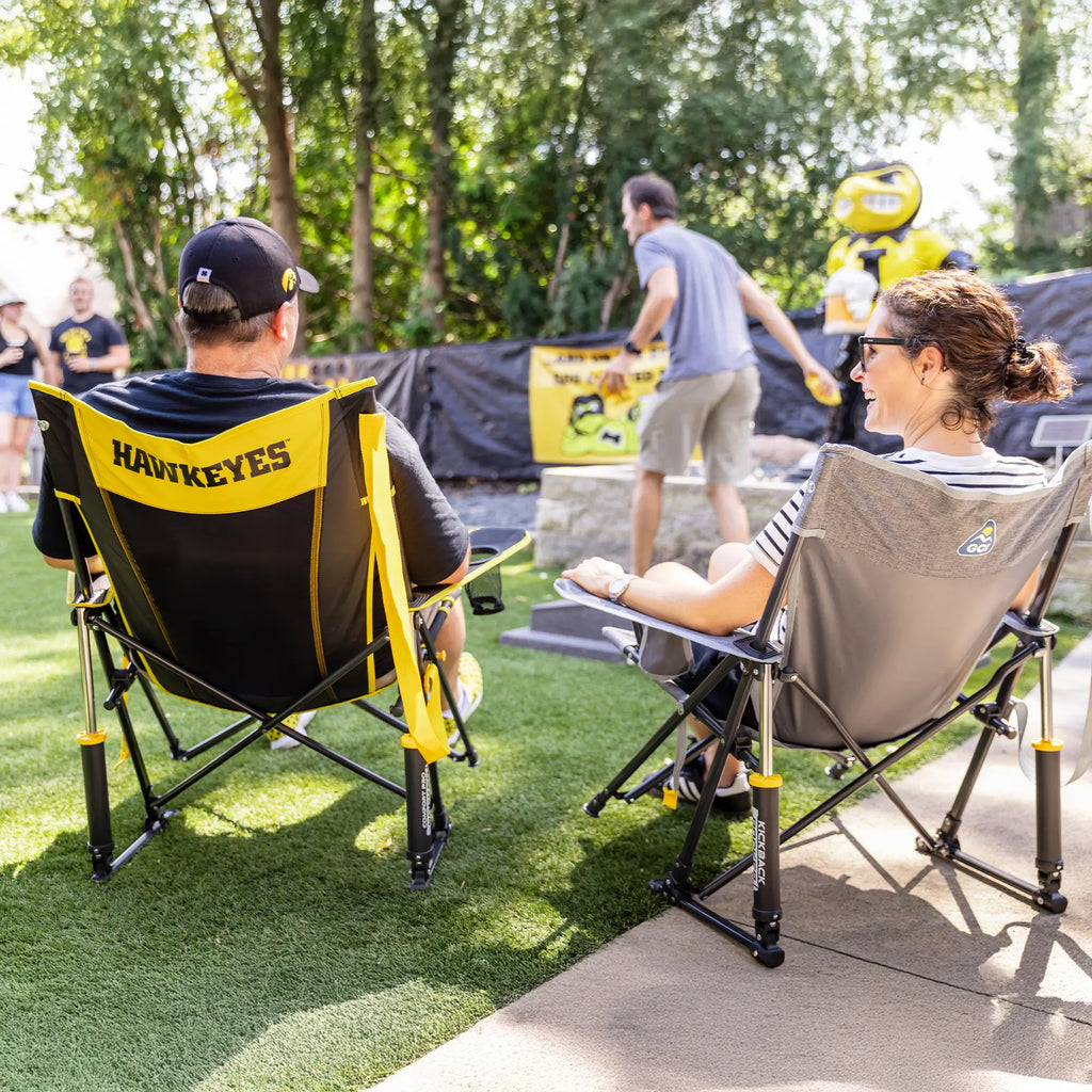 Premium All-Weather College Comfort Pro Rocker - Iowa Hawkeyes - Choice 249 - Freestyle Rocker Portable Outdoor Folding Chair Detail