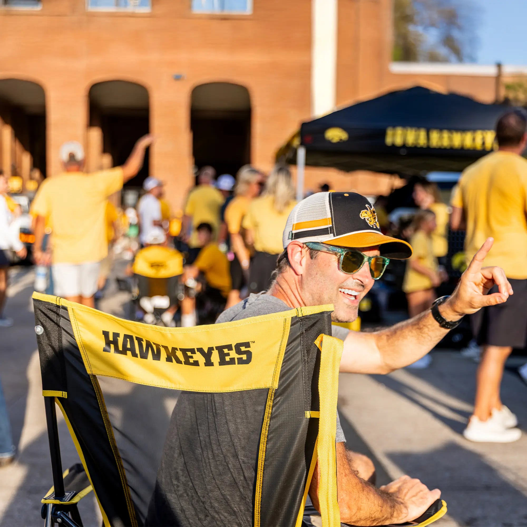 Premium All-Weather College Comfort Pro Rocker - Iowa Hawkeyes - Choice 249 - Freestyle Rocker Portable Outdoor Folding Chair Detail