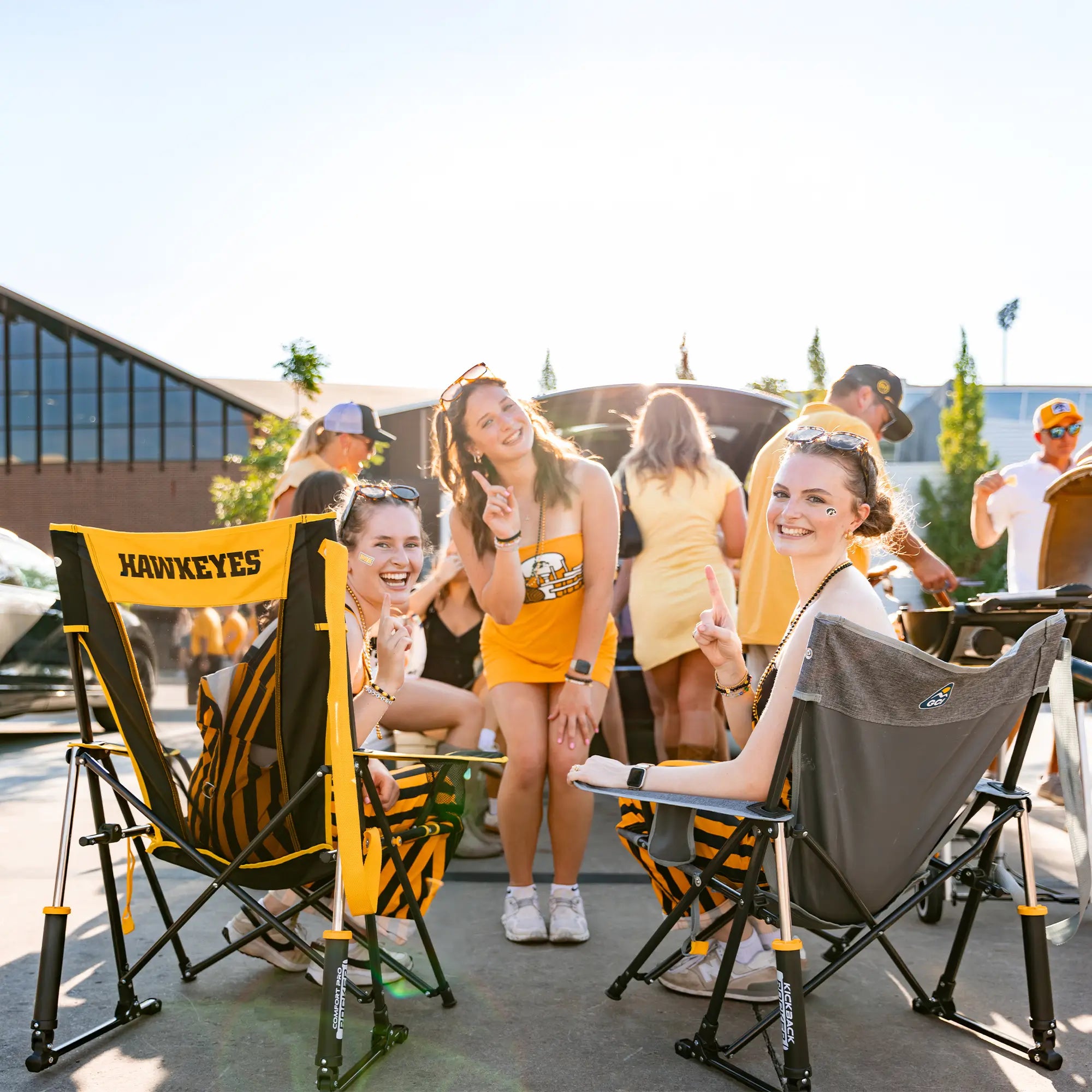 Premium All-Weather College Comfort Pro Rocker - Iowa Hawkeyes - Choice 249 - Freestyle Rocker Portable Outdoor Folding Chair Detail