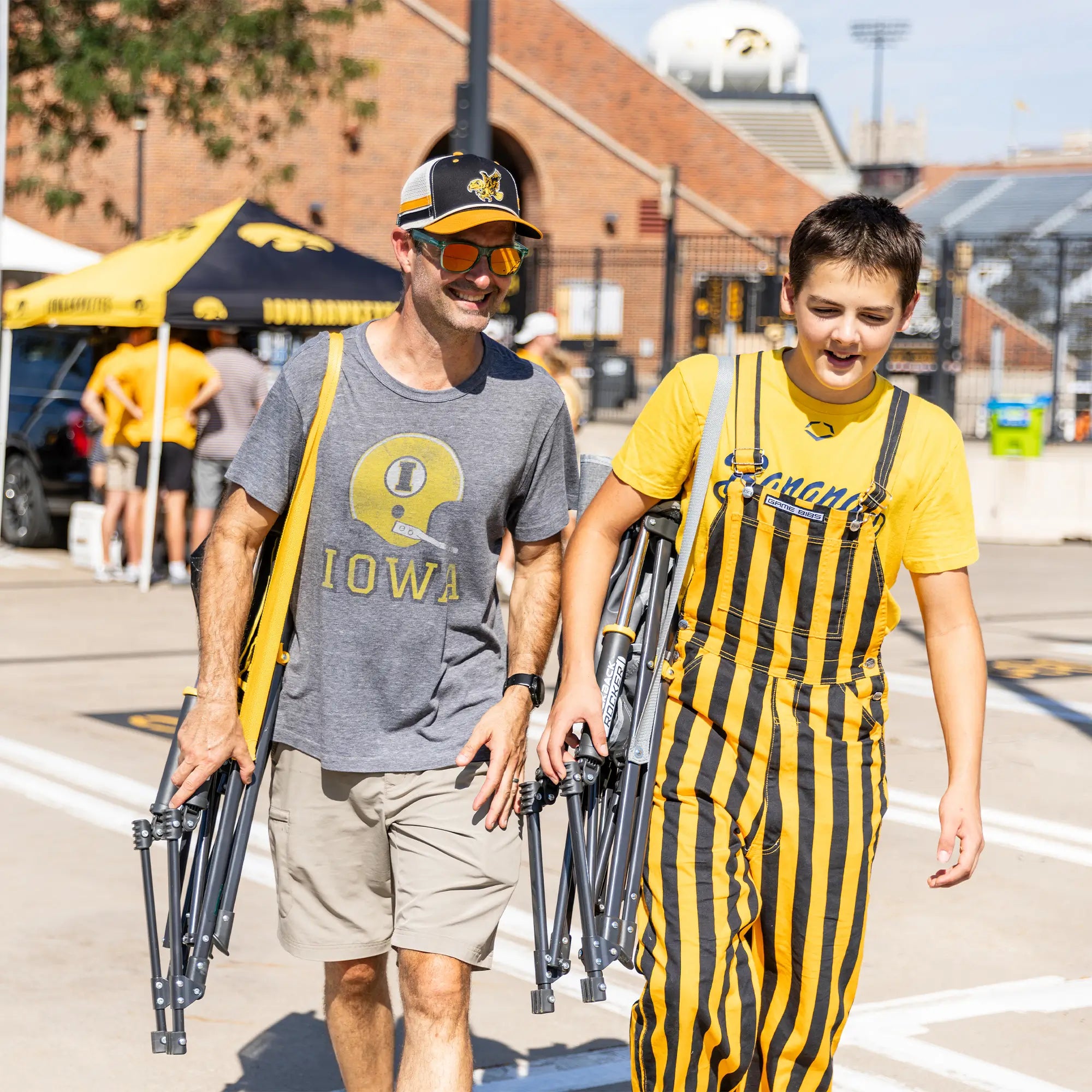 Premium All-Weather College Comfort Pro Rocker - Iowa Hawkeyes - Choice 249 - Freestyle Rocker Portable Outdoor Folding Chair Detail