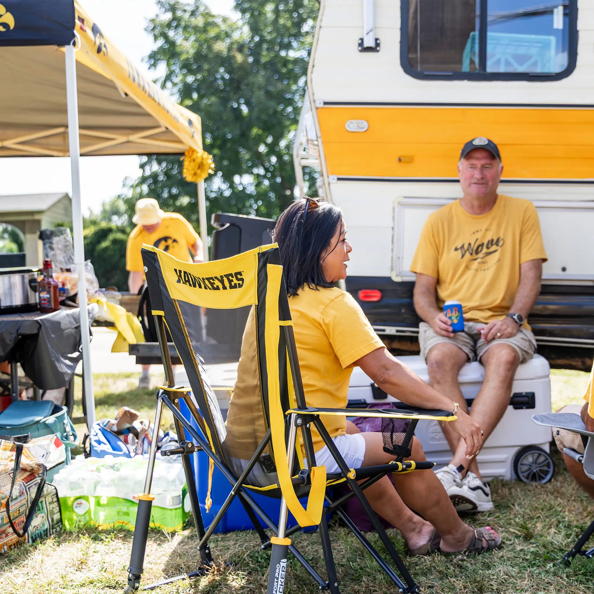 Premium All-Weather College Comfort Pro Rocker - Iowa Hawkeyes - Choice 249 - Freestyle Rocker Portable Outdoor Folding Chair Detail