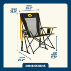 Premium All-Weather College Comfort Pro Rocker - Iowa Hawkeyes - Choice 249 - Freestyle Rocker Portable Outdoor Folding Chair Detail