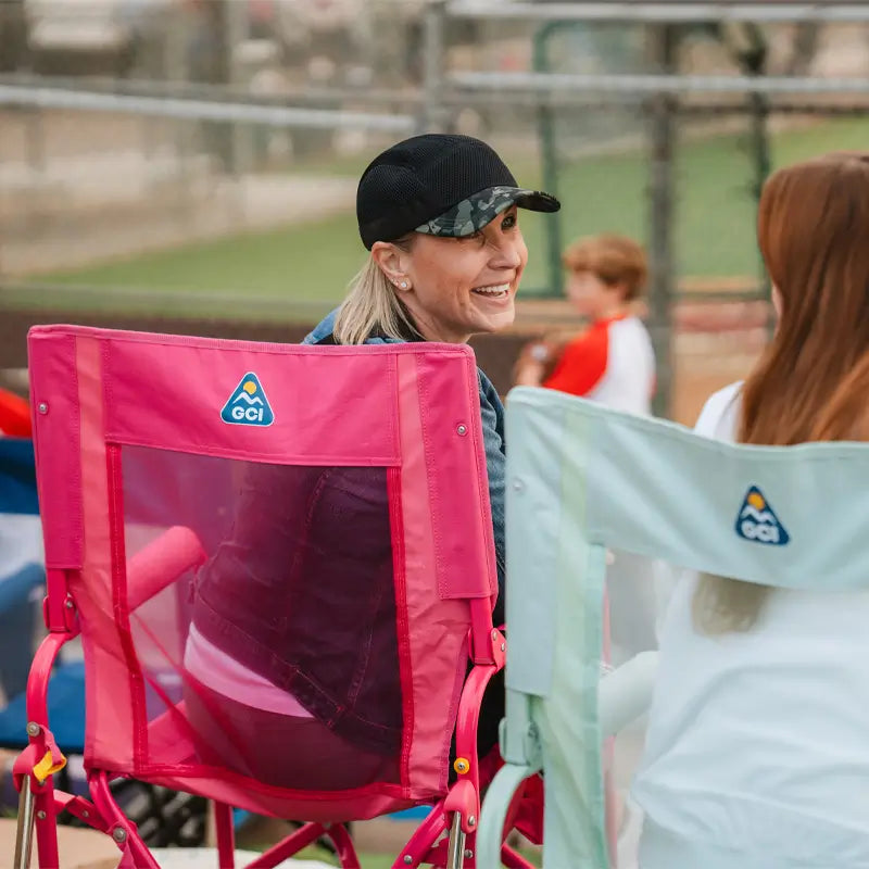 Luxury Camp Stowaway Rocker - Choice 794 - Heavy-Duty Kickback Rocker with Beverage Holder Detail