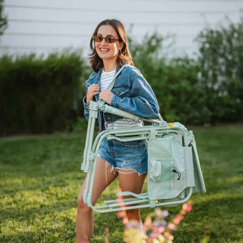 Luxury Camp Stowaway Rocker - Choice 794 - Heavy-Duty Kickback Rocker with Beverage Holder Detail