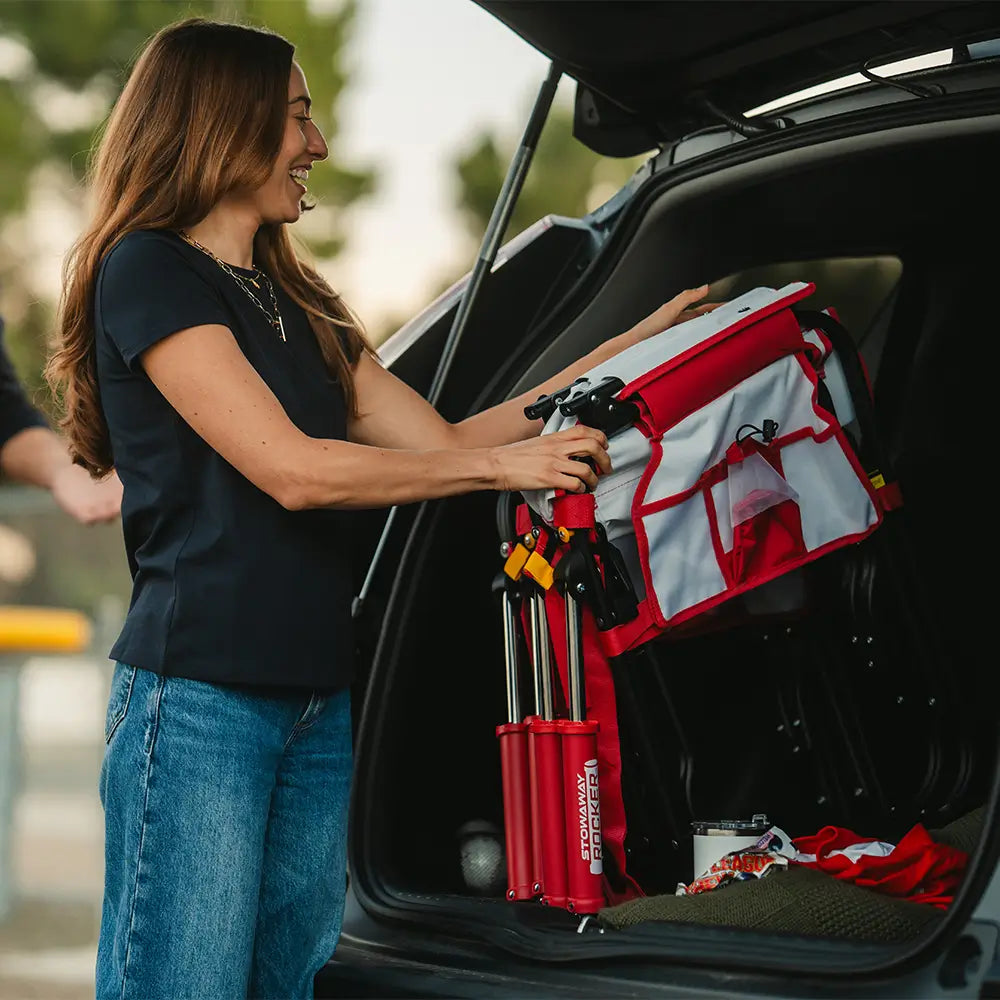 Luxury Camp Stowaway Rocker - Choice 794 - Heavy-Duty Kickback Rocker with Beverage Holder Detail