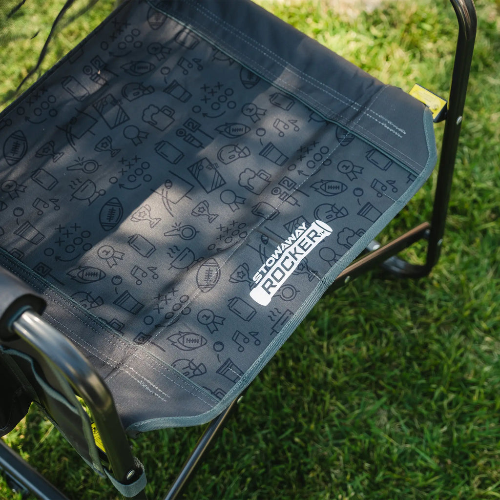 Luxury Camp Stowaway Rocker - Choice 794 - Heavy-Duty Kickback Rocker with Beverage Holder Detail