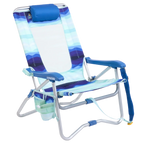 Rust-Resistant Aluminum Bi-Fold Beach Chair - Choice 601 - Multi-Position Outdoor Beach Chair with Pillow - Wave